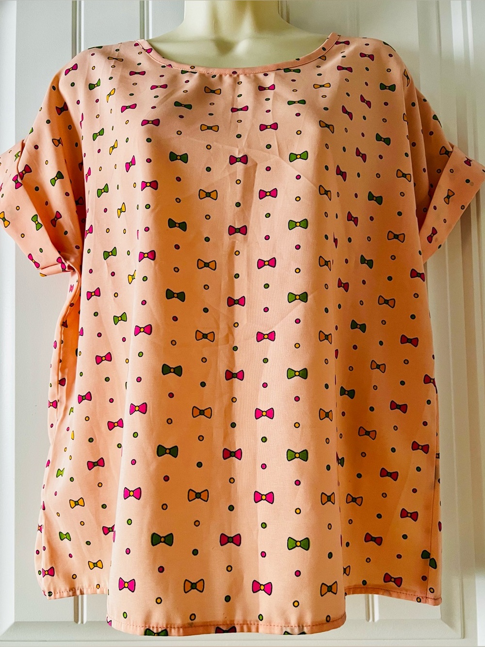 Step Girls Top Pink Bow Print Short Sleeve